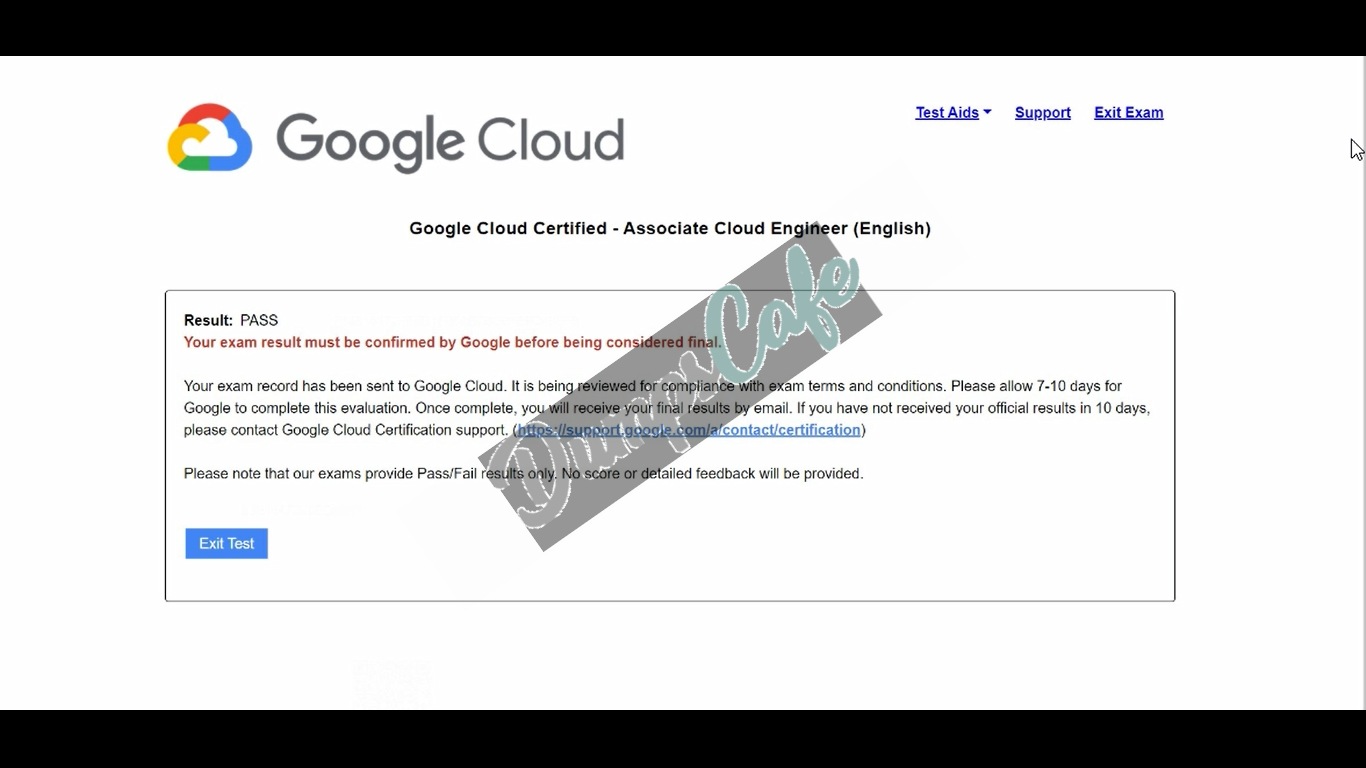 Real exam score card with a passing Associate-Cloud-Engineer grade 2