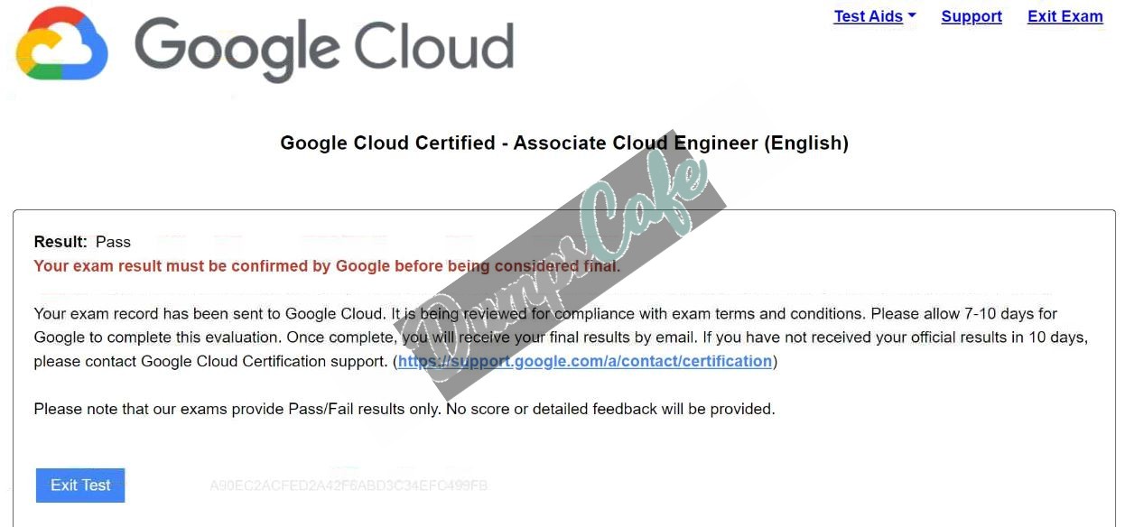 Real exam score card with a passing Associate-Cloud-Engineer grade 3