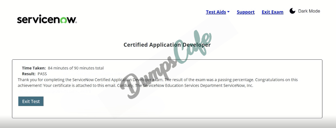 Real exam score card with a passing CAD grade 1