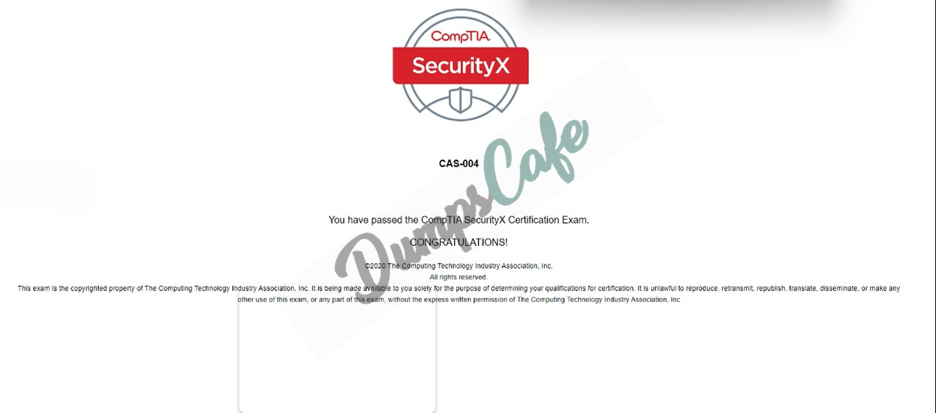 Real exam score card with a passing CAS-004 grade 2