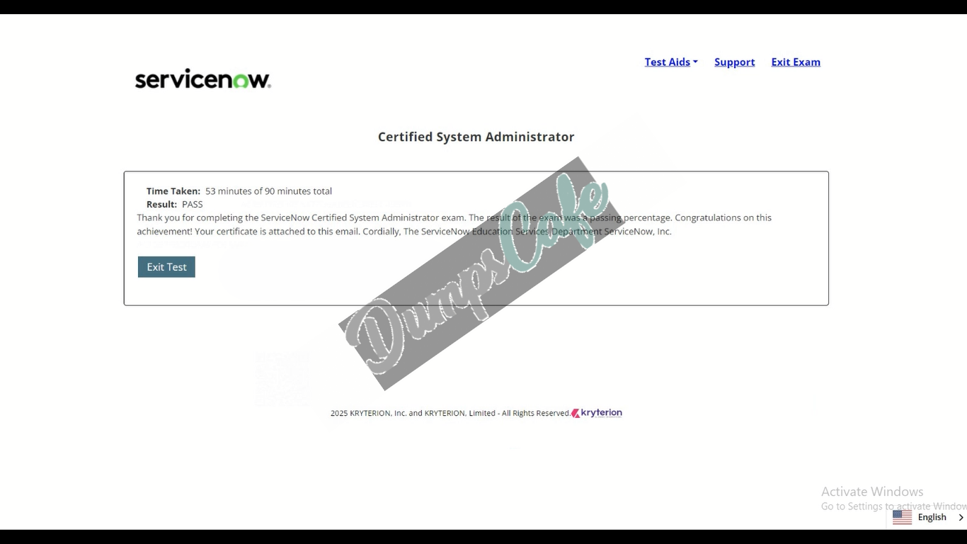 Real exam score card with a passing CSA grade 1