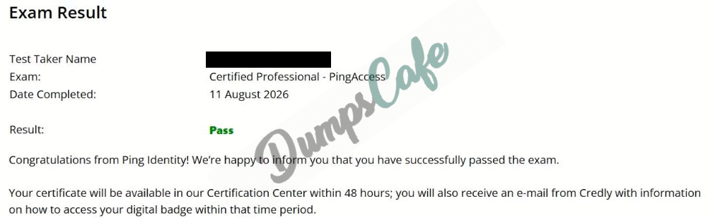 Real exam score card with a passing PAP-001 grade 1