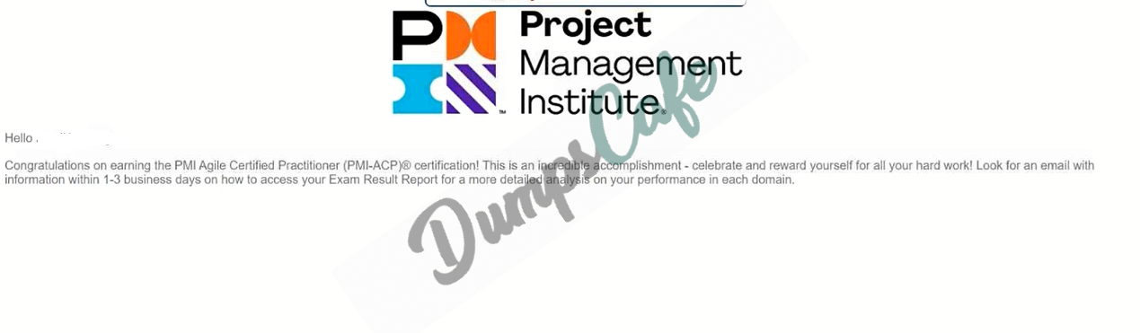 Real exam score card with a passing PMI-ACP grade 1