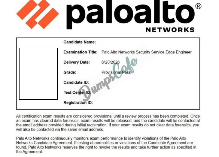 Real exam score card with a passing SSE-Engineer grade 2