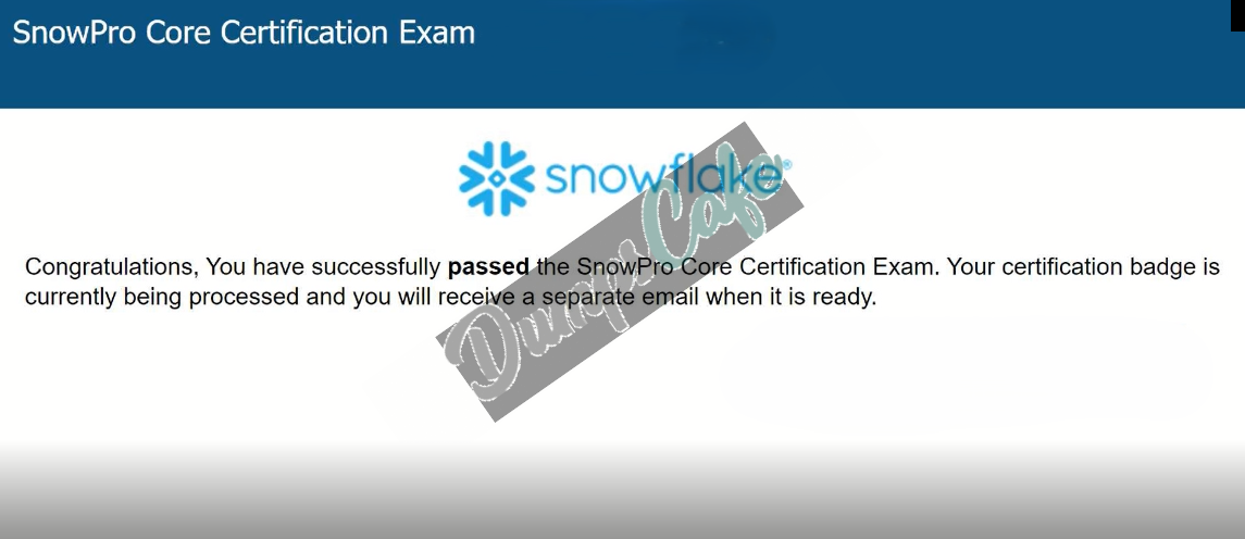 Real exam score card with a passing SnowPro-Core grade 2